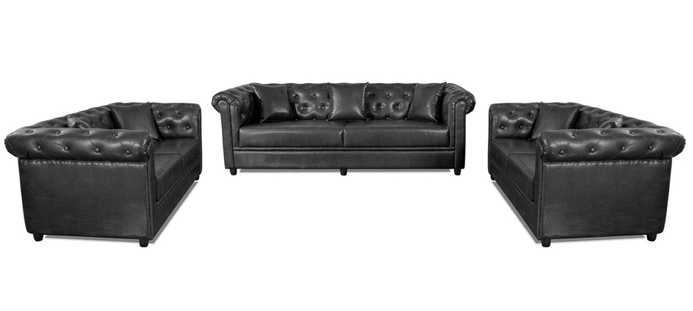 Royale - Misty Grey Leatherite 3-2-2 Sofa Combo