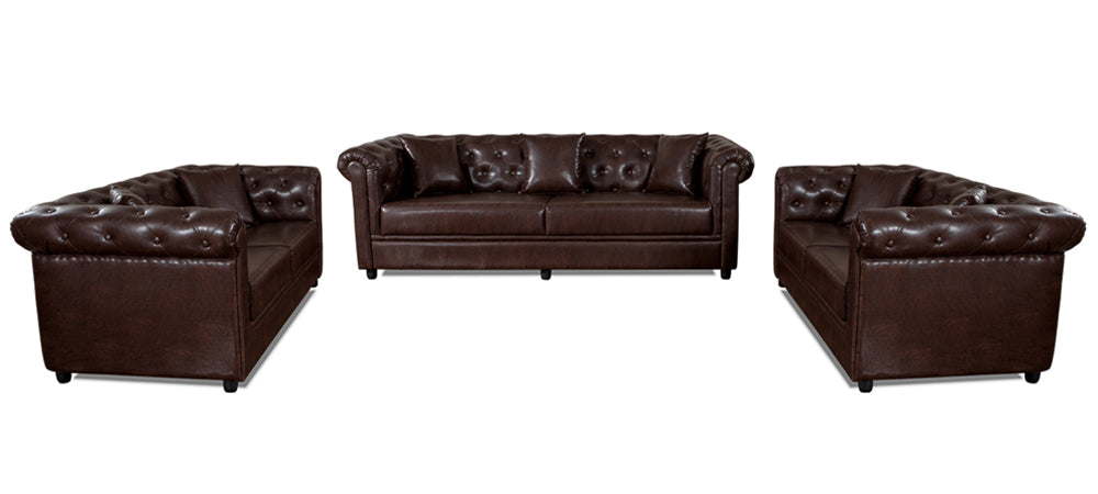 Royale - Warm Tan Leatherite 3-2-2 Sofa Combo