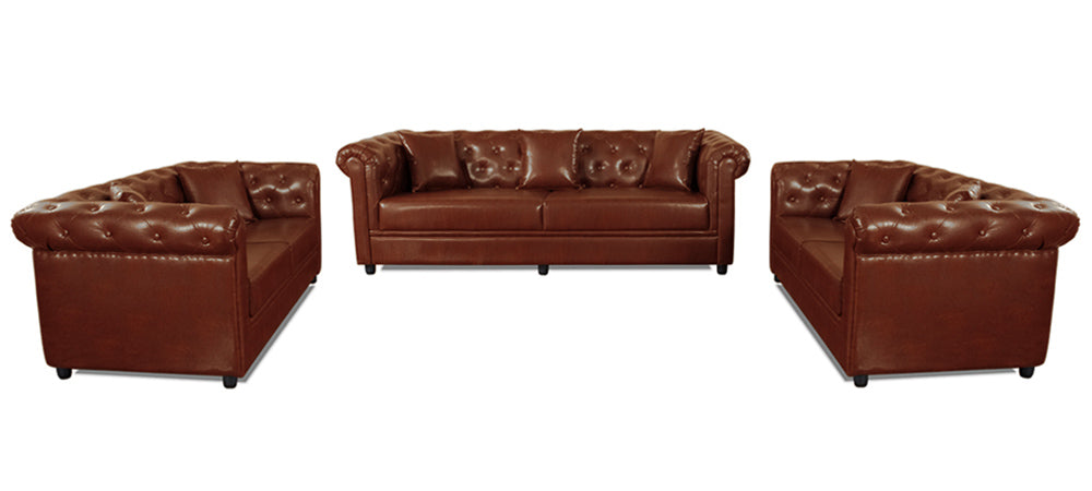 Royale - Wine Red Leatherite 3-2-2 Sofa Combo