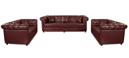 Royale - Garnet Cherry Leatherite Sofa Set 3-2-2