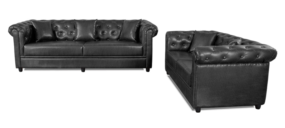 Royale - Misty Grey Leatherite Sofa (3-2 Sofa Combo)