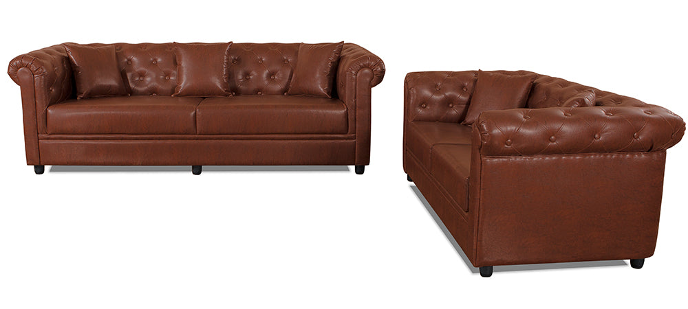 Royale - Wine Red Leatherite Sofa (3-2 Sofa Combo)