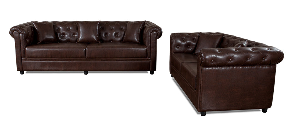 Royale - Warm Tan Leatherite 3-2 Sofa Combo