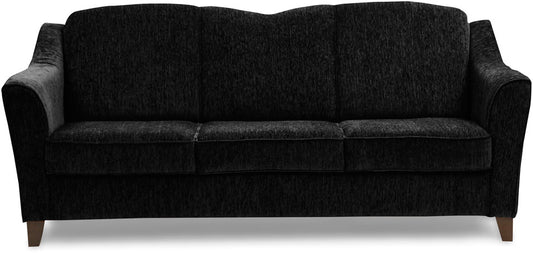 Crescent Fabric Upholstered 3 - Seater Sofa - Black