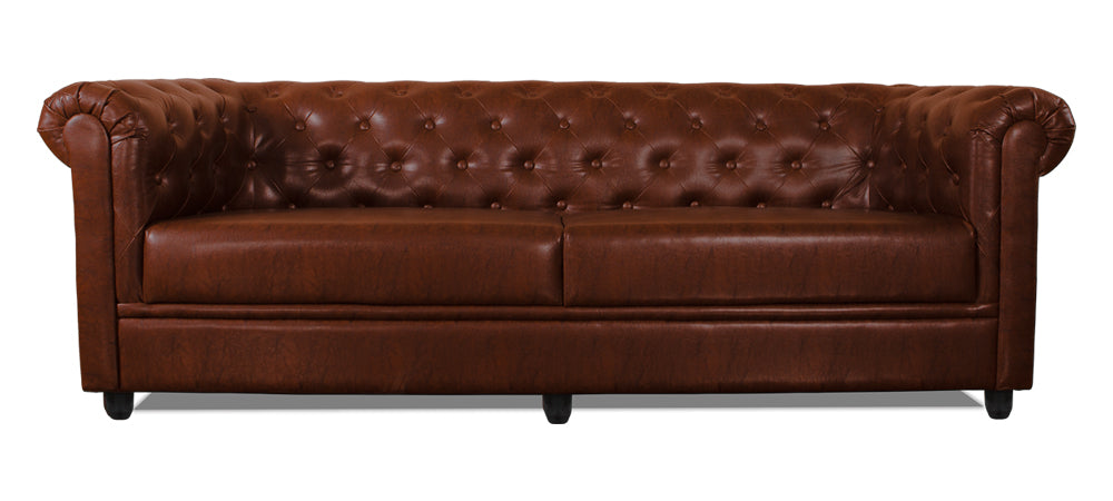 Royale - Wine Red Leatherite Sofa (3 - Seater)