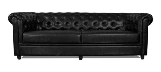 Royale - Tarmac Black Leatherite Sofa (3 - Seater)