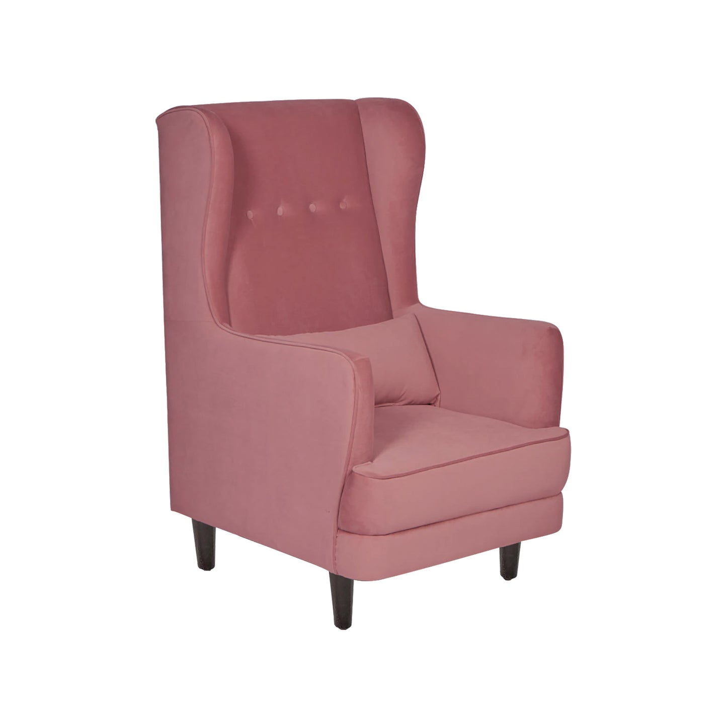 Mabel Tufted Wing Chair Solid Wood Living Room Chair- Dark Pink