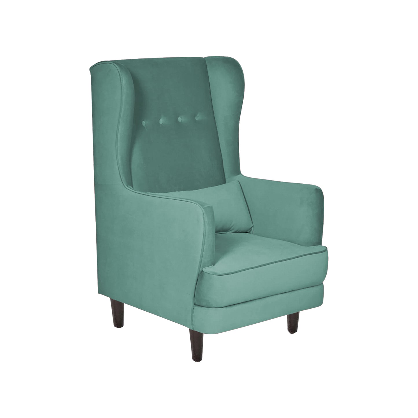 Mabel Tufted Wing Chair Solid Wood Living Room Chair- Sea Green