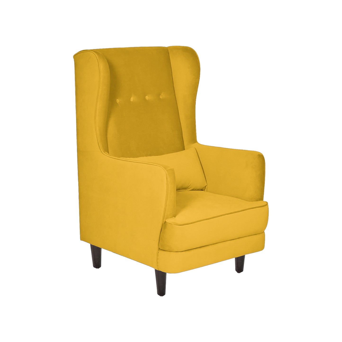 Mabel Tufted Wing Chair Solid Wood Living Room Chair- Yellow