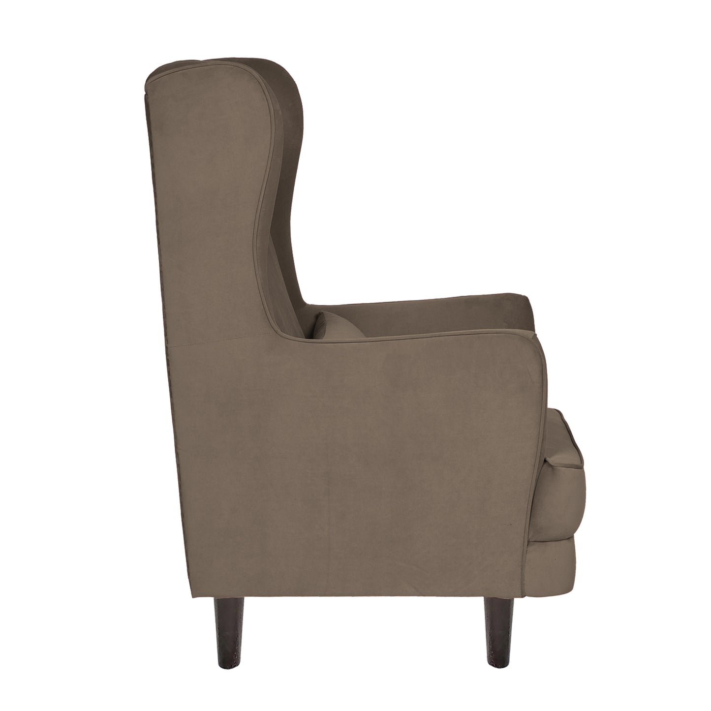 Mabel Tufted Wing Chair Solid Wood Living Room Chair- Dark Brown