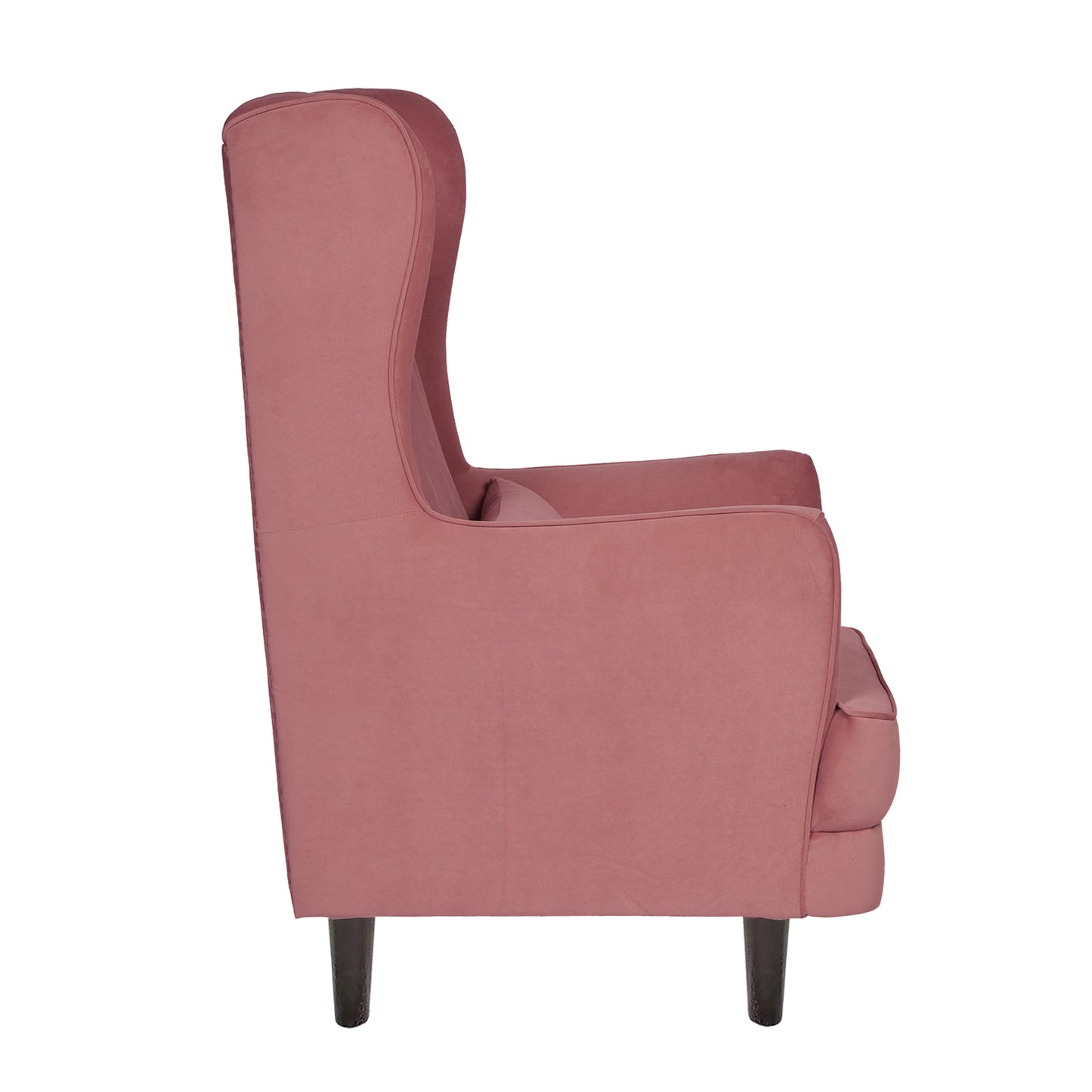 Mabel Tufted Wing Chair Solid Wood Living Room Chair- Dark Pink