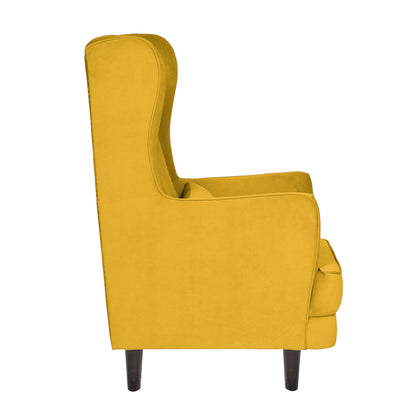 Mabel Tufted Wing Chair Solid Wood Living Room Chair- Yellow