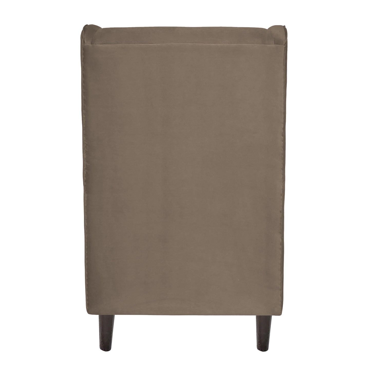 Mabel Tufted Wing Chair Solid Wood Living Room Chair- Dark Brown