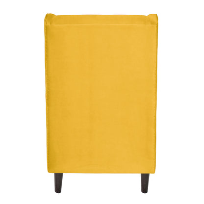 Mabel Tufted Wing Chair Solid Wood Living Room Chair- Yellow