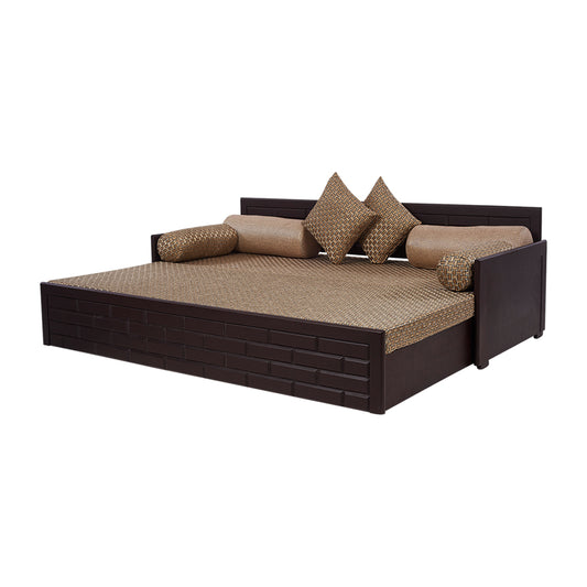 Brick - Solid Wood & Plywood Sofa Cum Bed - Walnut