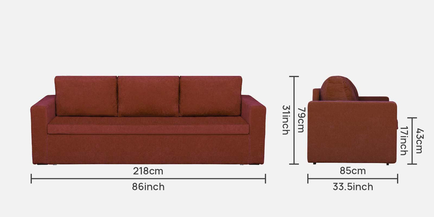 Magnet Fabric 3 Seater Sofa Bed With Loose Cushions and Storage - Rust