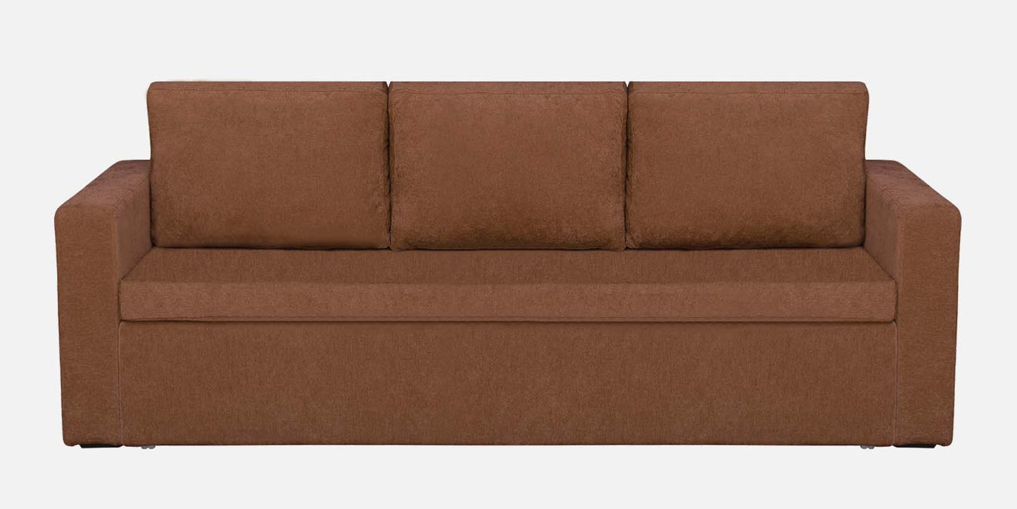 Magnet Fabric 3 Seater Sofa Bed With Loose Cushions and Storage - Brown