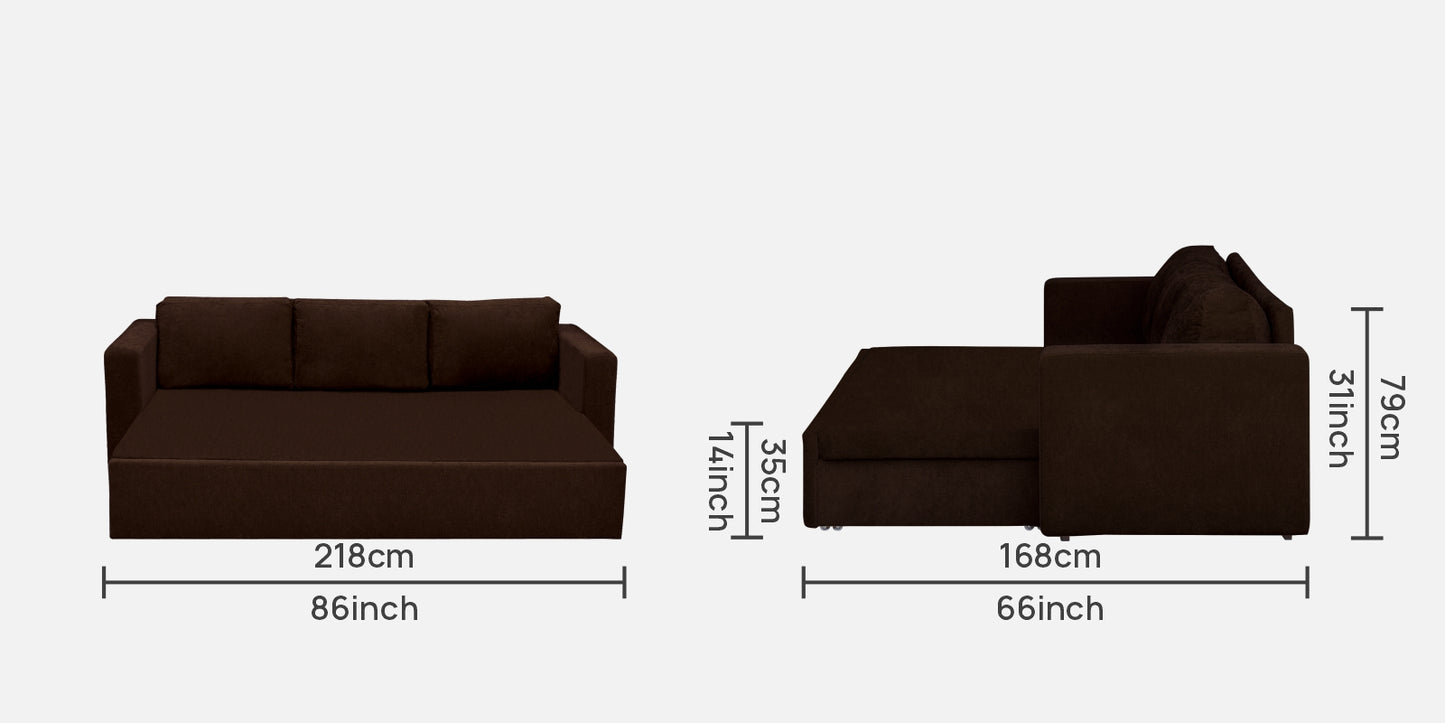 Magnet Fabric 3 Seater Sofa Bed With Loose Cushions and Storage - Coffee