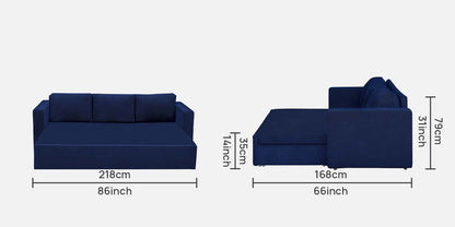 Magnet Fabric 3 Seater Sofa Bed With Loose Cushions and Storage - Royal Blue