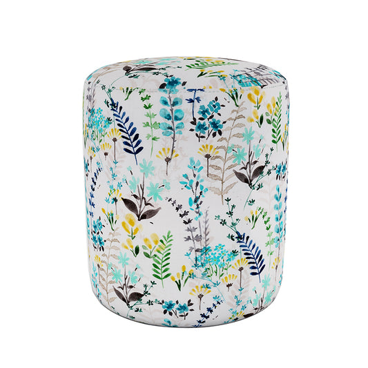 Hamilton - Round Fabric Upholstered Ottoman - Printed