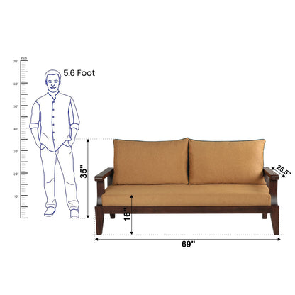 Lessie Teak Wood Sofa - Yellow