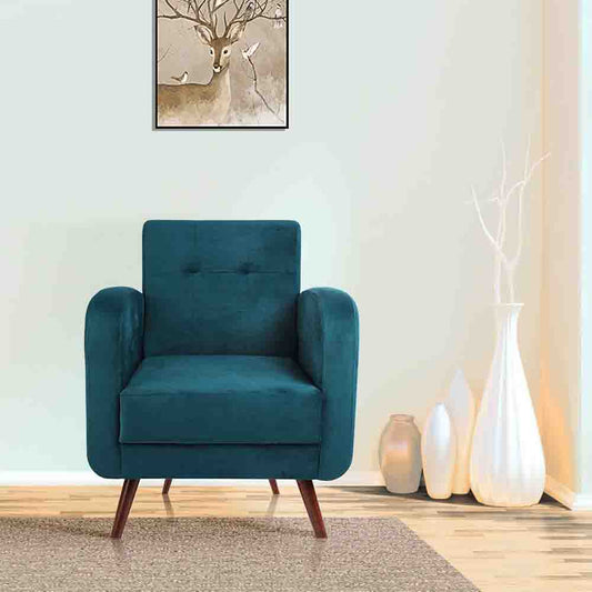 Rome - Tufted Back 1 Seater Sofa - Blue