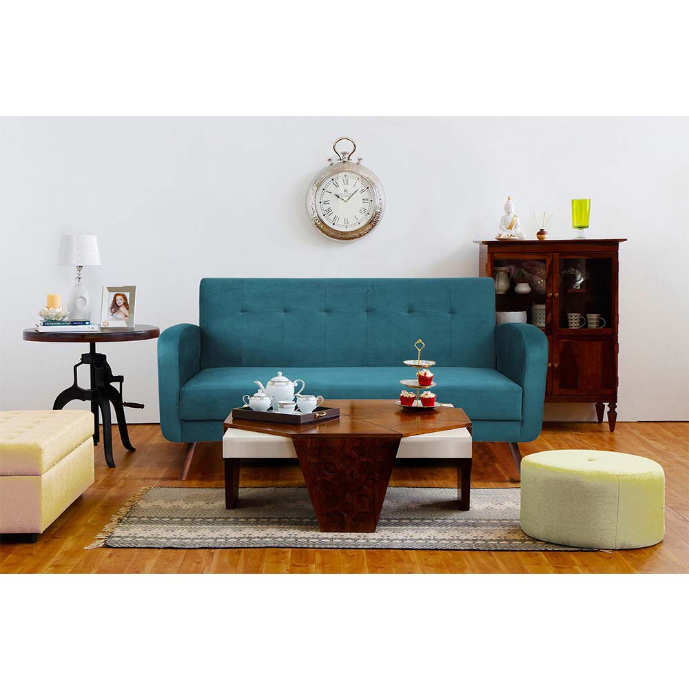 Rome - Tufted Back 3 Seater Sofa - Blue