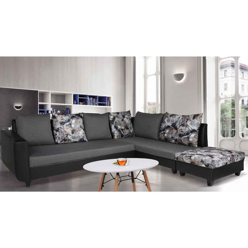 Rio - Fabric Upholstered 7 Seater L Shaped Sofa - Grey