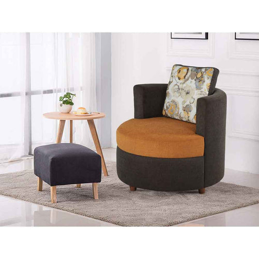 Olivia Accent Round Chair Grey & Orange