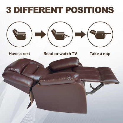 Wilson Leatherette 1 Seater Recliner With Pullout Lever - Brown