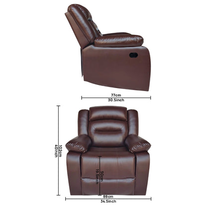 Wilson Leatherette 1 Seater Recliner With Pullout Lever - Brown