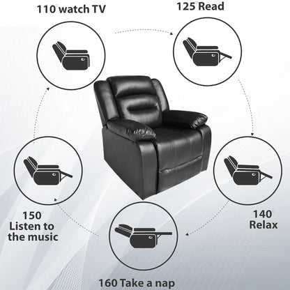 Wilson Leatherette 1 Seater Recliner With Pullout Lever - Black