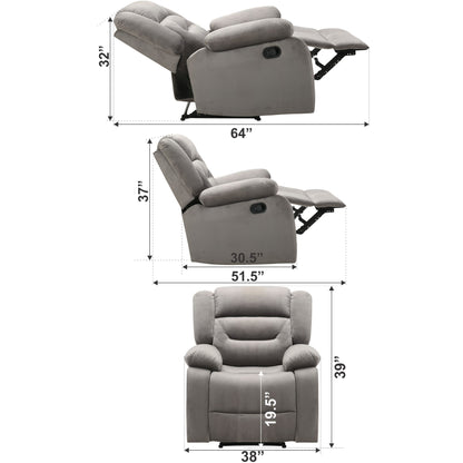 Wilson Leatherette 1 Seater Recliner With Pullout Lever - Grey