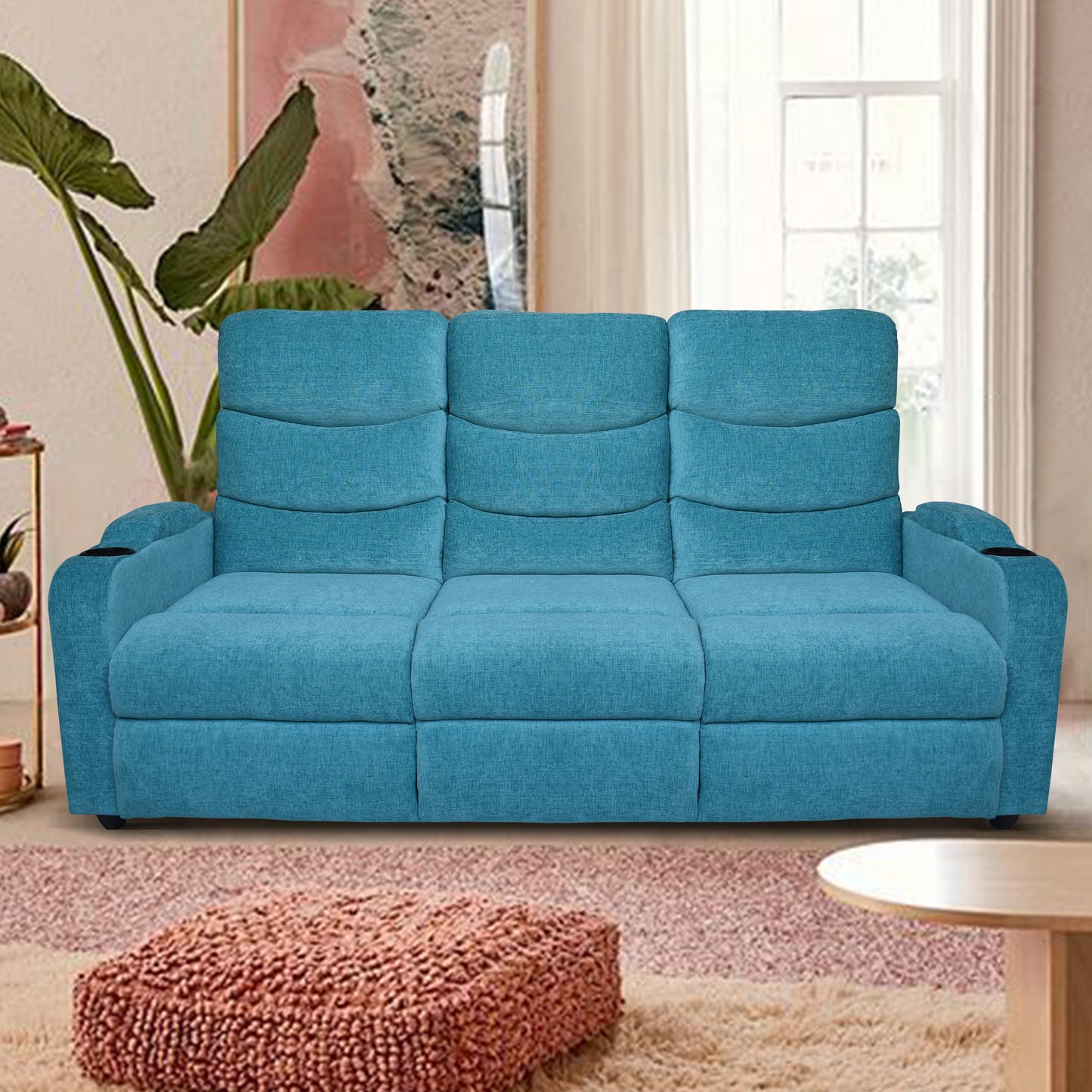 Louis 3 Seater Fabric Sofa - Sea Green