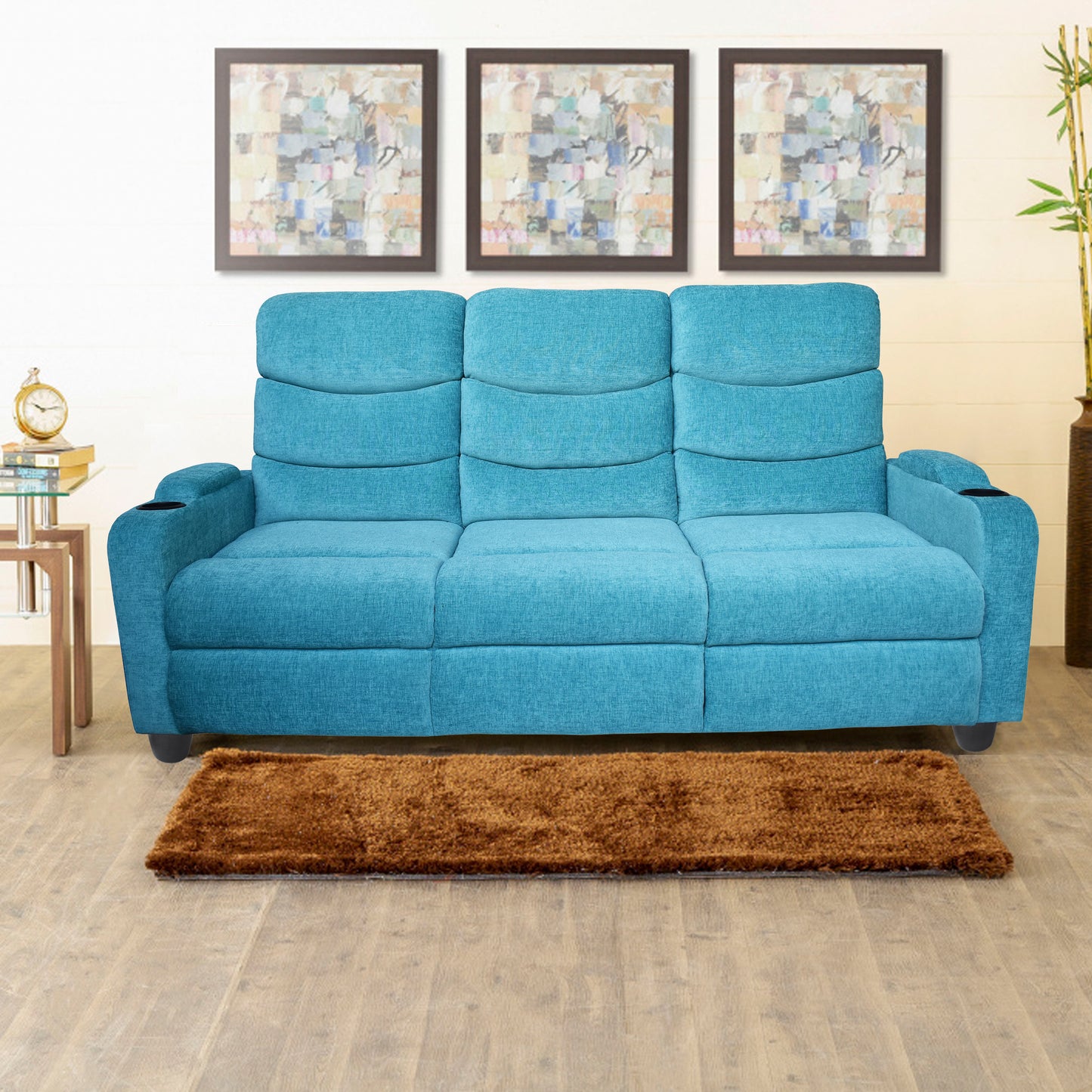 Louis 3 Seater Fabric Sofa - Sea Green