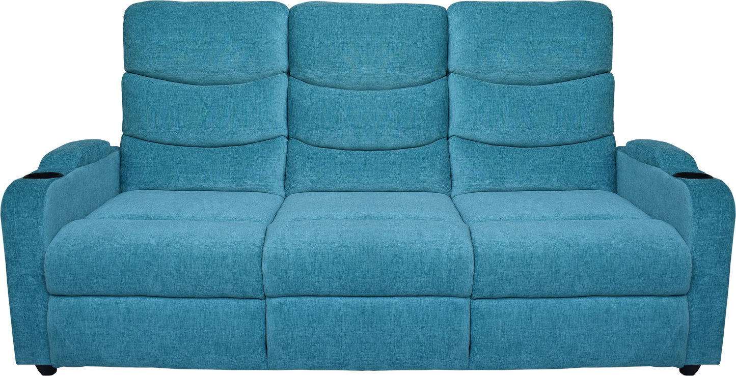 Louis 3 Seater Fabric Sofa - Sea Green