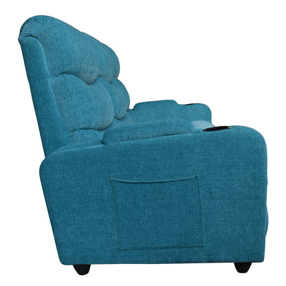 Louis 3 Seater Fabric Sofa - Sea Green