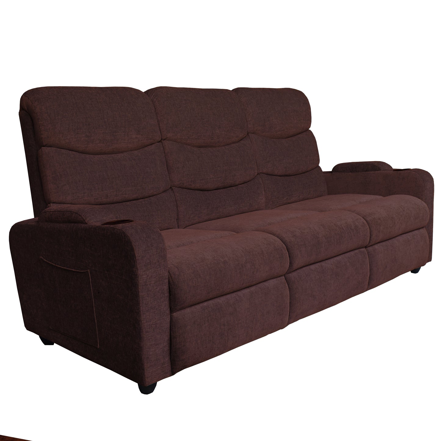 Louis 3 Seater Fabric Sofa - Brown