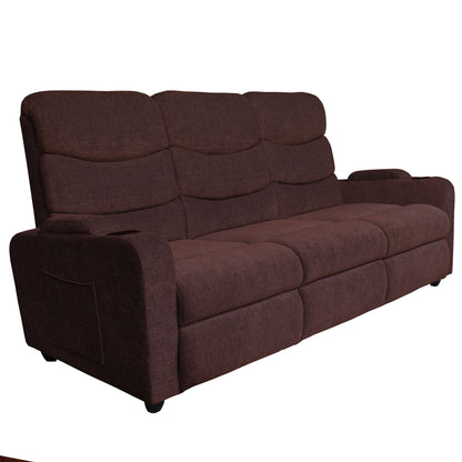 Louis 3 Seater Fabric Sofa - Brown