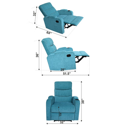 Louis Fabric 1 Seater Recliner With Pullout Lever - Sea Green