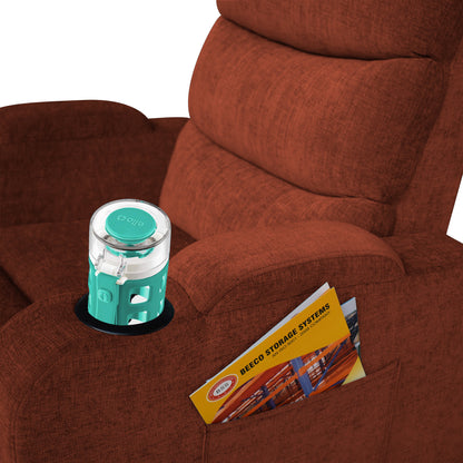 Louis Fabric 1 Seater Recliner With Pullout Lever - Rust