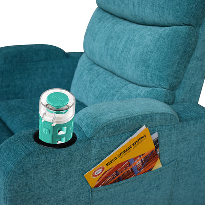 Louis Fabric 1 Seater Recliner With Pullout Lever - Sea Green