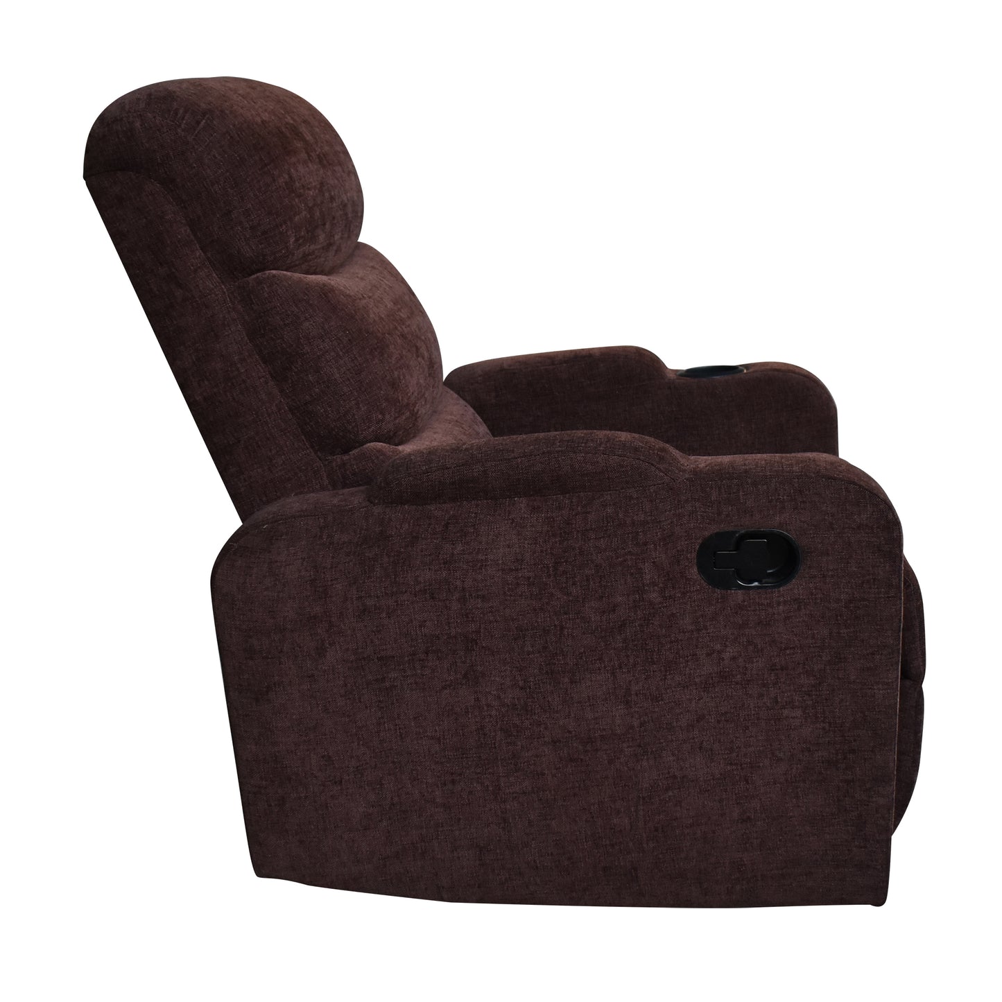 Louis Fabric 1 Seater Recliner With Pullout Lever - Coffee