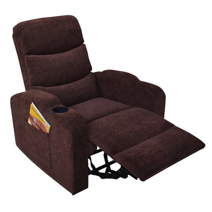 Louis Fabric 1 Seater Recliner With Pullout Lever - Coffee