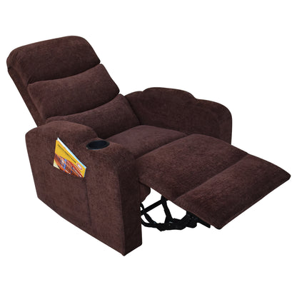 Louis Fabric 1 Seater Recliner With Pullout Lever - Coffee