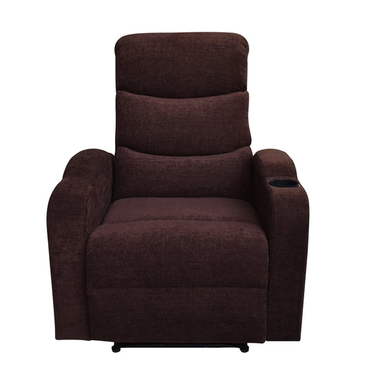 Louis Fabric 1 Seater Recliner With Pullout Lever - Coffee