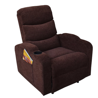 Louis Fabric 1 Seater Recliner With Pullout Lever - Coffee