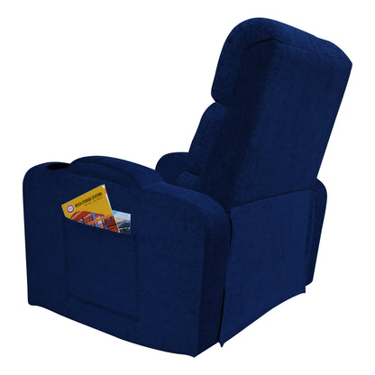 Louis Fabric 1 Seater Recliner With Pullout Lever - Blue