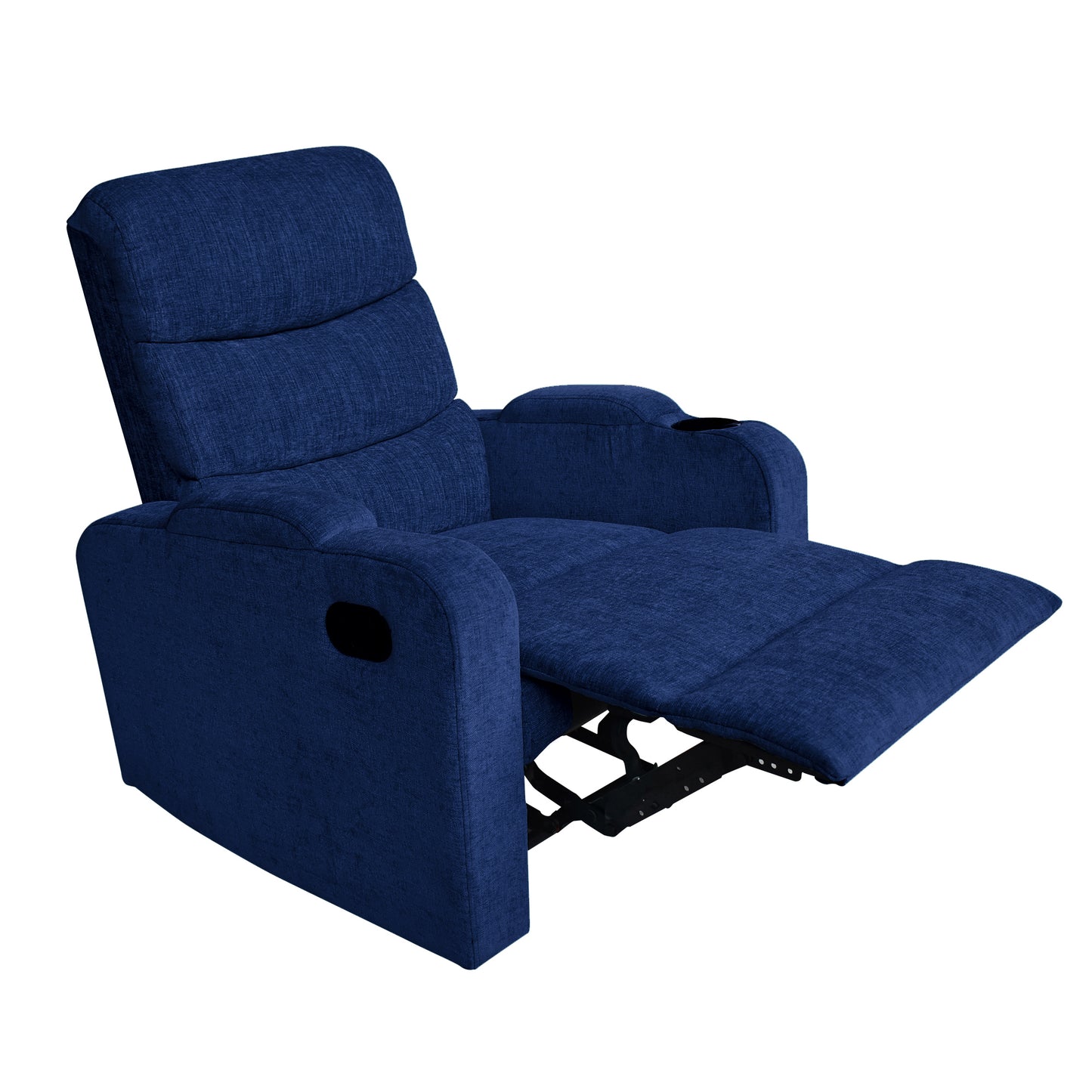 Louis Fabric 1 Seater Recliner With Pullout Lever - Blue