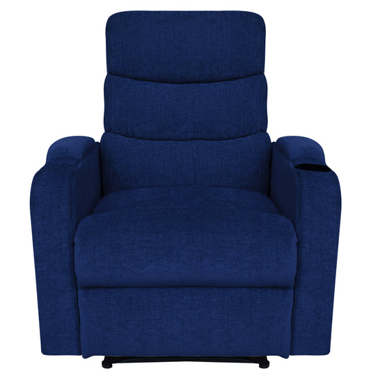 Louis Fabric 1 Seater Recliner With Pullout Lever - Blue